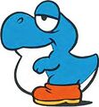 Super Mario World artwork of a blue Baby Yoshi